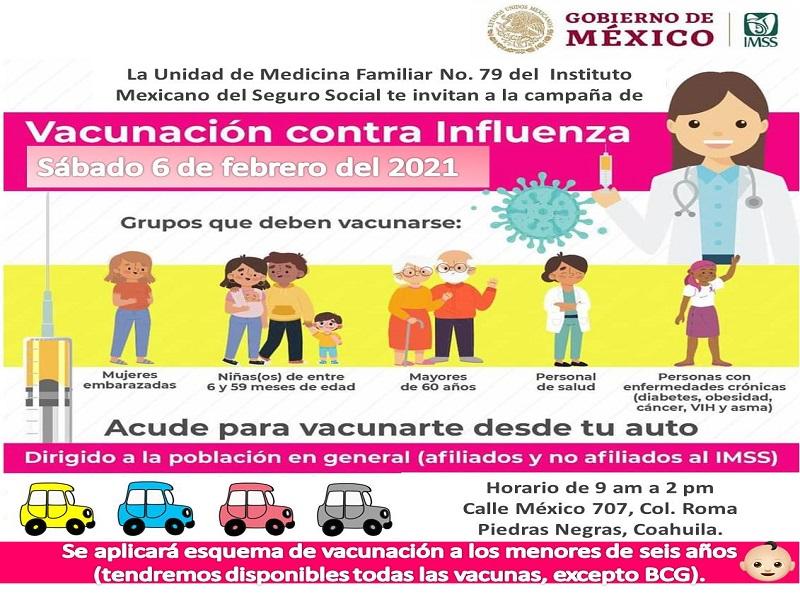 Invitan a nueva caravana de vacunación contra la influenza en la UMF 79 del IMSS