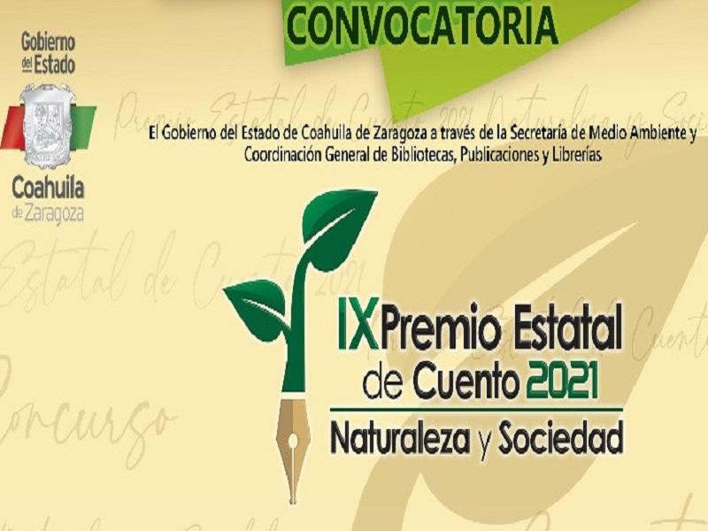 Coahuila convoca al IX Premio Estatal de Cuento 2021 Naturaleza y Sociedad