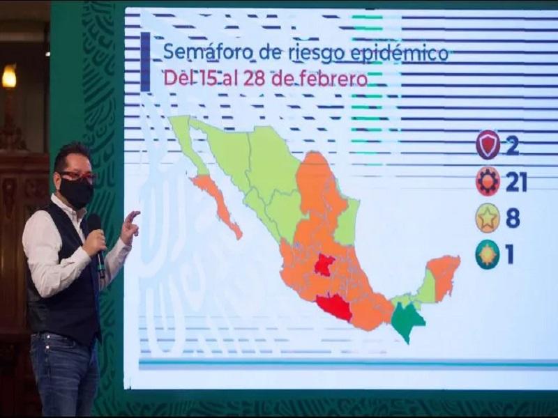 Tiene México solo dos estados en rojo por COVID-19, Coahuila se mantiene en naranja