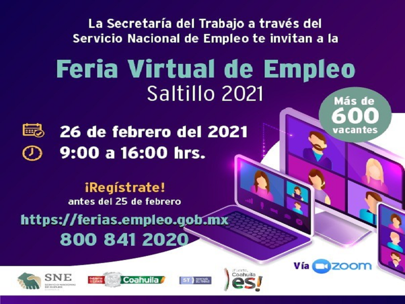 Feria Virtual del Empleo para Saltillo ofrecerá 600 vacantes