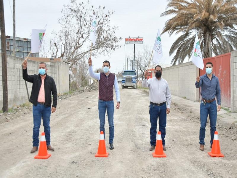 En marcha pavimentaci&oacute;n de la calle Bustamente en Nava