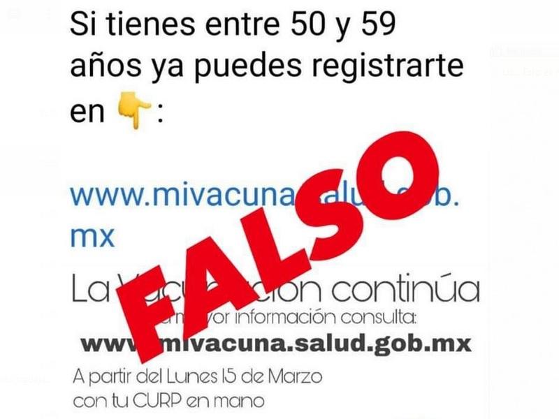 Desmienten registro de personas de 50 a 59 a&ntilde;os en plataforma nacional para recibir vacuna contra el COVID-19