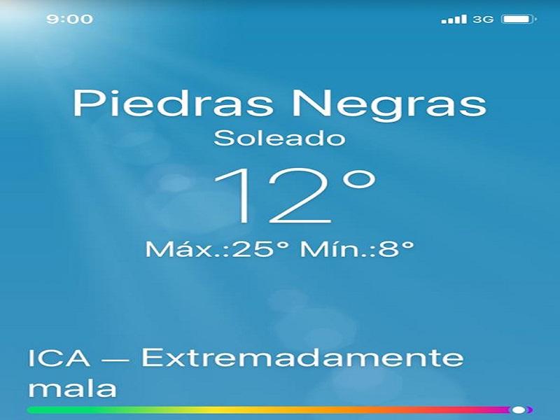 Sorprende referencia de calidad de aire extremadamente mala en Piedras Negras