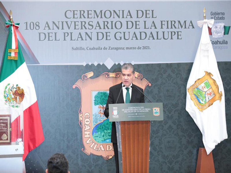 Conmemora MARS 108 aniversario de la firma del Plan de Guadalupe en Palacio de Gobierno