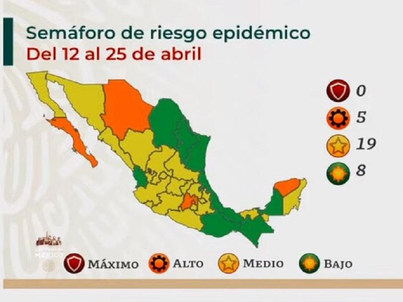 M&eacute;xico se pinta de amarillo en sem&aacute;foro por COVID-19, Coahuila se mantiene en verde