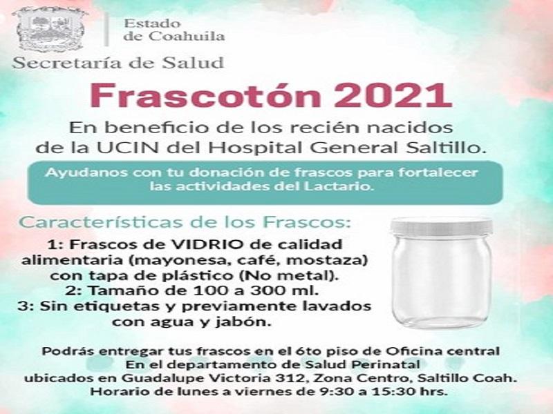 A partir del 19 de mayo Salud recolectará frascos para leche materna con Frascotón