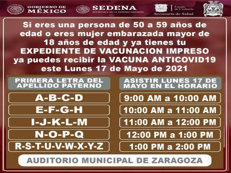 Este lunes 17 inicia la vacunaci&oacute;n contra el Covid en Zaragoza para los mayores de 50 a&ntilde;os y embarazadas 