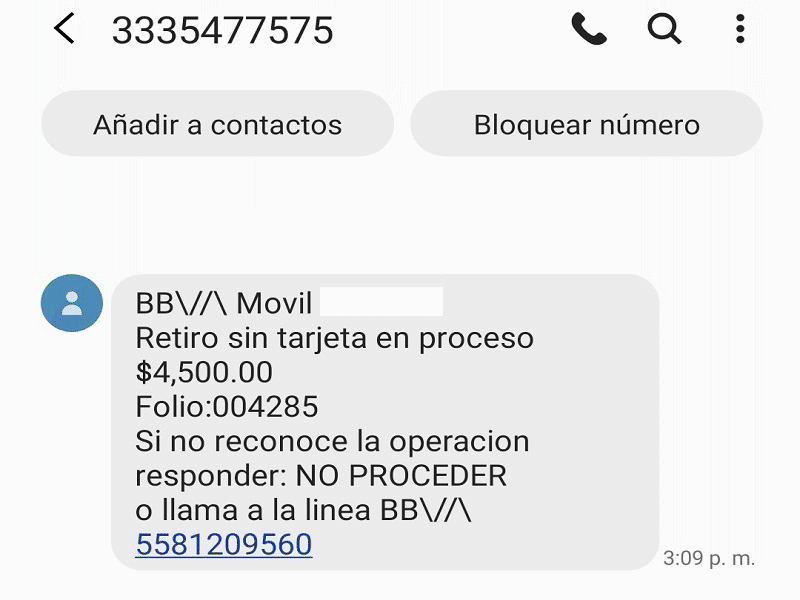 Siguen extorsiones telef&oacute;nicas, delincuentes alertan sobre supuesto retiro de cuenta bancaria para obtener datos personales