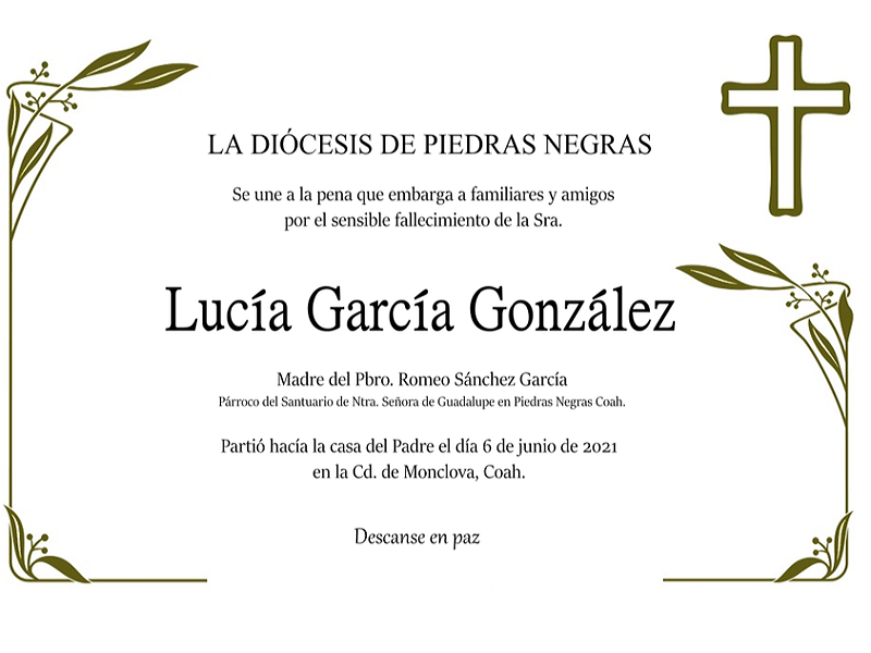 Falleci&oacute; la mam&aacute; del padre Romeo S&aacute;nchez en Piedras Negras