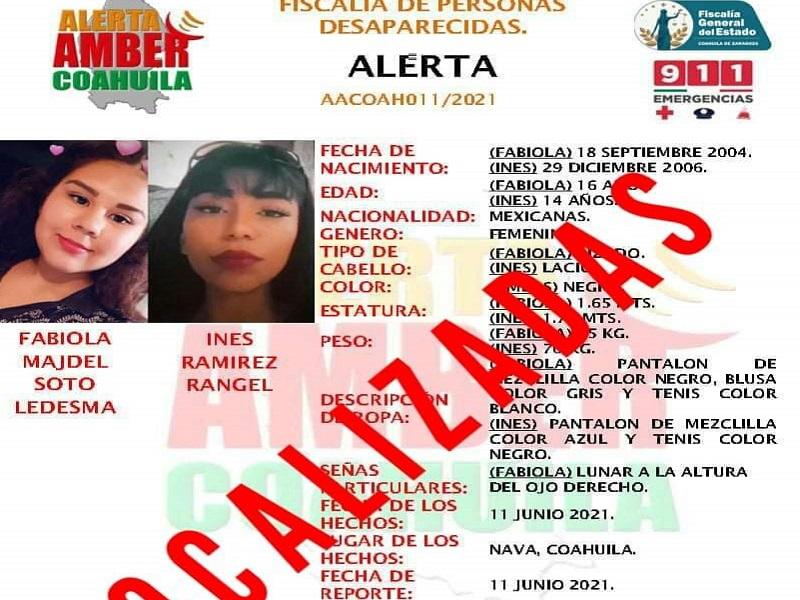 Localizan en Nuevo León a las dos menores desaparecidas en Nava