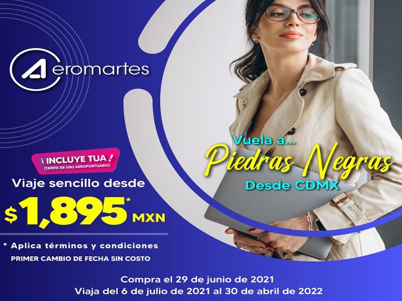 Promociona Aeromar vuelo a Piedras Negras con una mejor tarifa, es una promoci&oacute;n de los martes