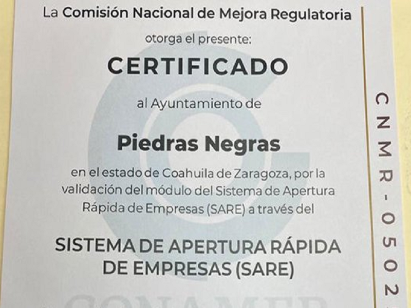 Magn&iacute;fico para el comercio la certificaci&oacute;n del municipio en apertura de empresas: CANACO