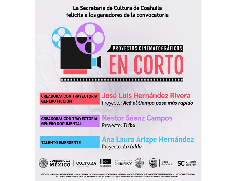 Cultura Coahuila da a conocer los ganadores de la convocatoria Proyectos Cinematogr&aacute;ficos en Corto
