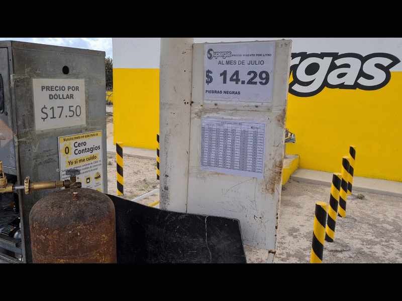 Registra Gas LP precio histórico por encima de los 14 pesos en Piedras Negras