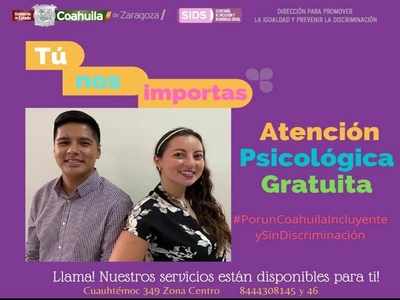 Coahuila brinda atenci&oacute;n psicol&oacute;gica gratuita