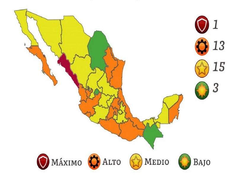 Semáforo COVID-19: Solo Coahuila, Chiapas y Aguascalientes en verde; Sinaloa retrocede a rojo