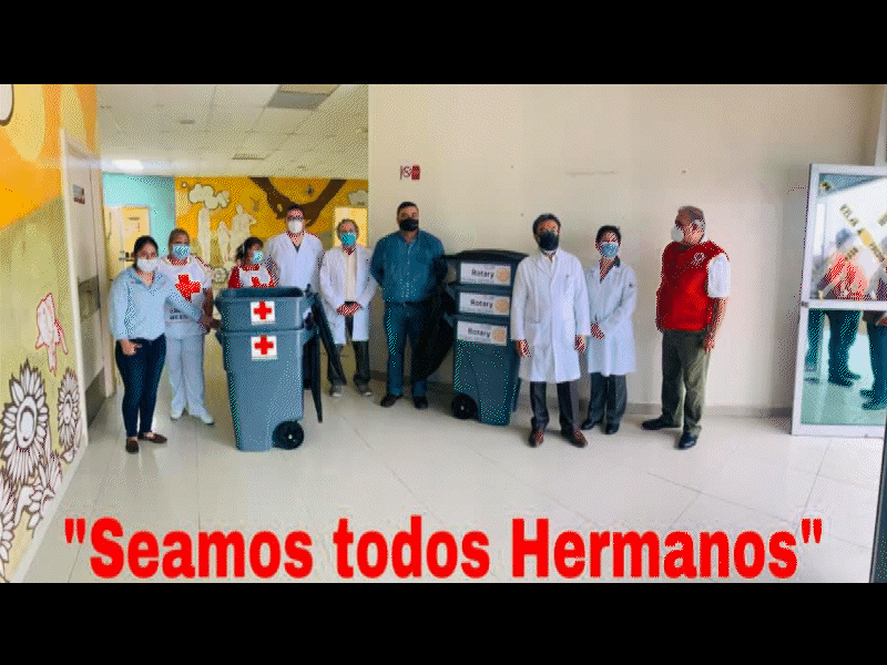 Donan Cruz Roja delegacion Piedras Negras y Club Rotario desinfectante y botes de deposito de ropa al Hospital General  