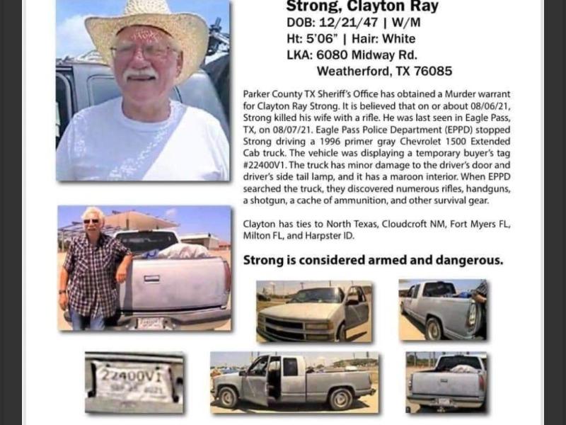 Buscan en Eagle Pass a hombre de 74 a&ntilde;os que asesin&oacute; a su esposa 