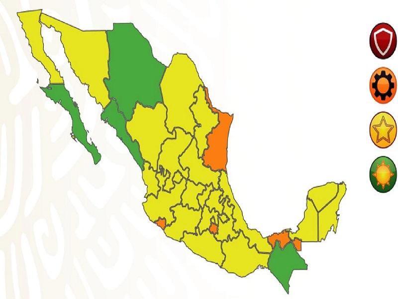 Semáforo COVID: Hay cuatro estados en verde, cuatro en naranja y ninguno en rojo; Coahuila sigue en amarillo