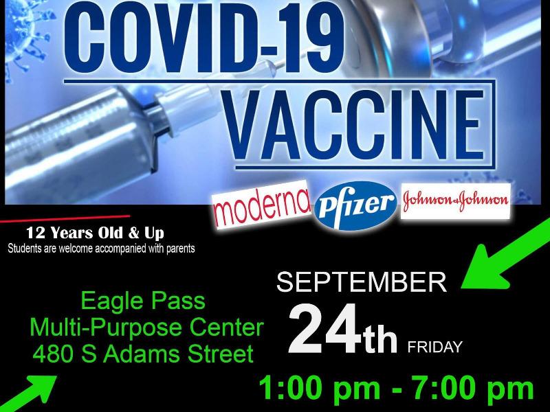Este viernes realizan campaña de vacunación antiCovid en Eagle Pass para menores y adultos