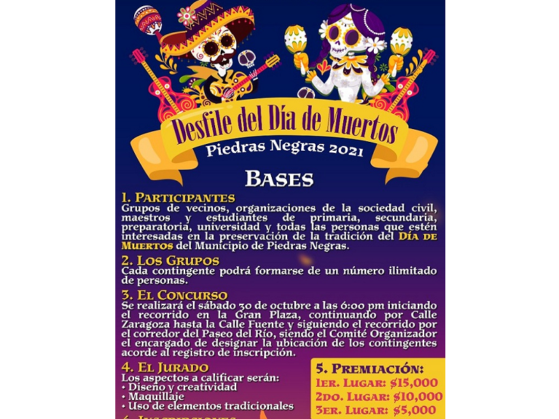 Lanza el DIF Piedras Negras la convocatoria para participar en desfile del D&iacute;a de Muertos