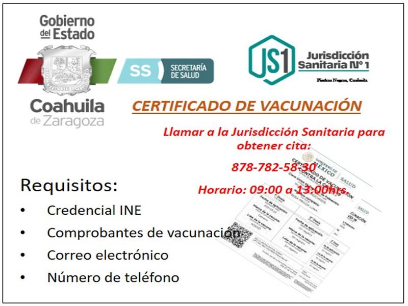 En estos días pondrán en marcha expedición de certificados de vacunación estatales en la Jurisdiccion Sanitaria 