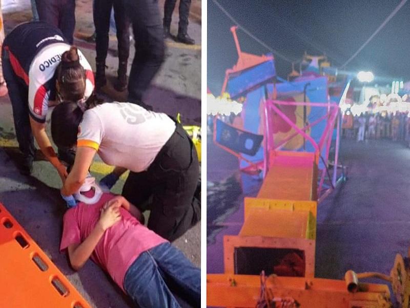Desplome de juego mec&aacute;nico en feria de Nuevo Le&oacute;n dej&oacute; cuatro lesionados