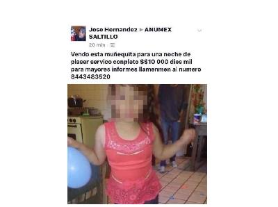 En Coahuila ponen a la venta a través de Facebook a menor para fines sexuales